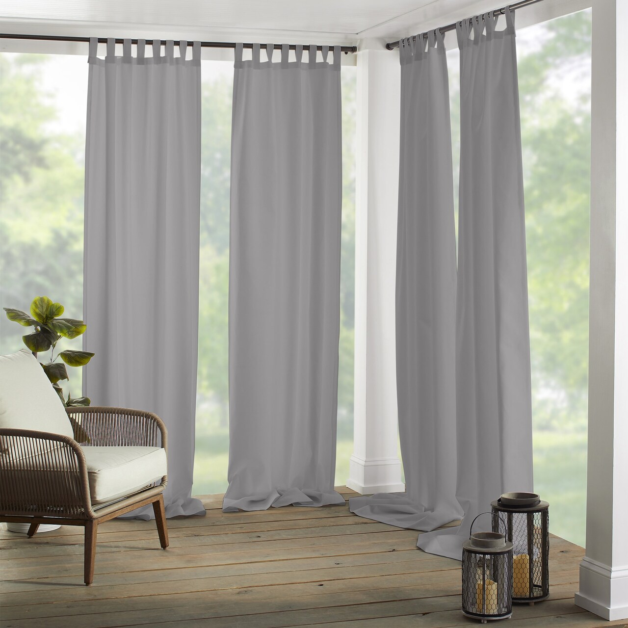 Threadmade Home Matine Solid Tab Top Indoor/Outdoor Window Curtain, Gray - 52"W x 84"L